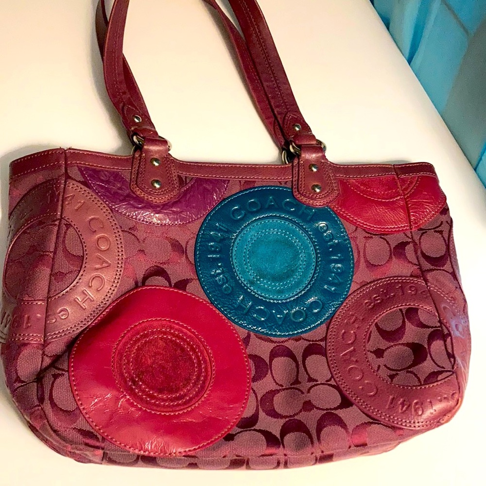 Coach purple/burgundy leather and fabric bag - Picture 16 of 16